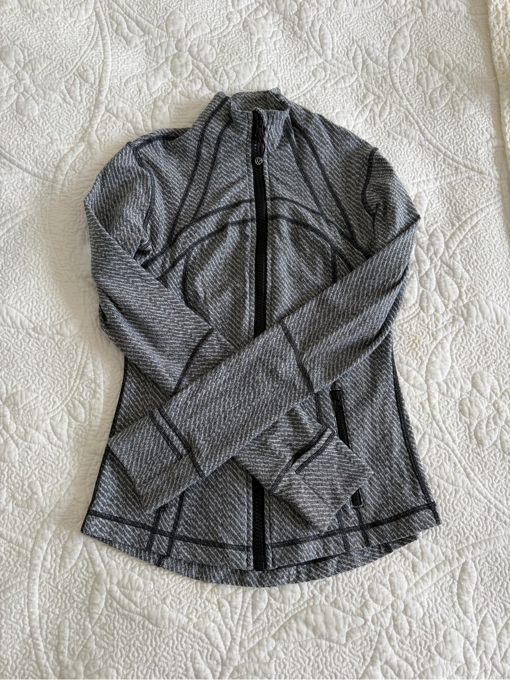 lululemon athletica Gray Patterned Zip-Up Bomber Jacket